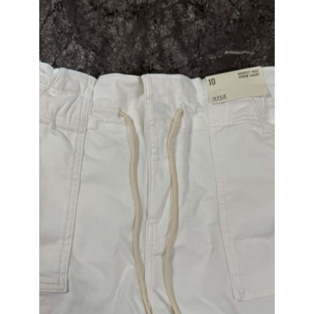 a.n.a Womens Highest Rise Paperbag Denim Shorts Patch Pockets 4" Inseam White 10 - Picture 7 of 13
